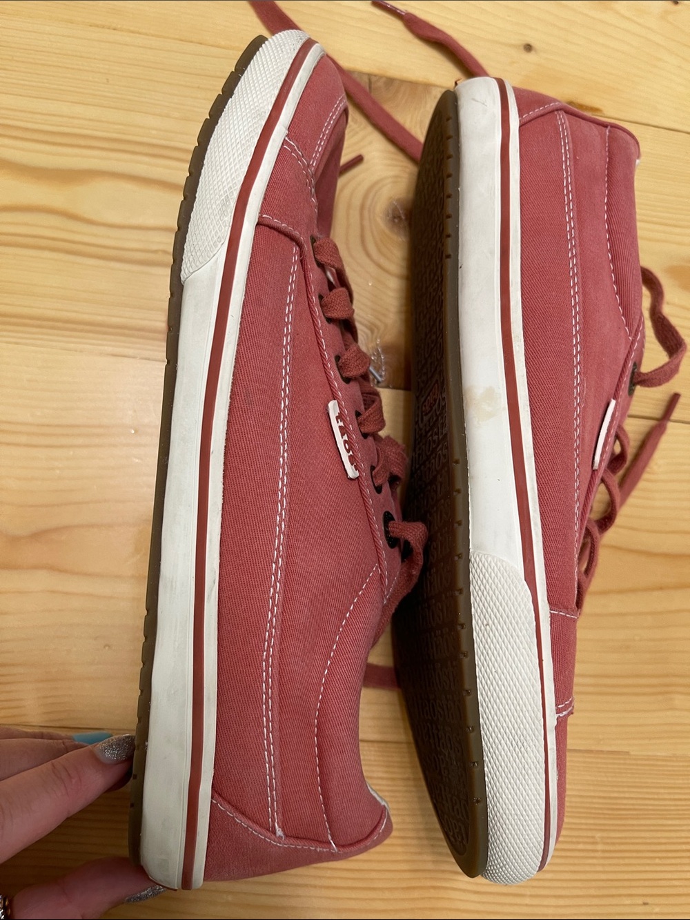 Taos Footwear Moc Star Canvas Sneakers Bruschetta Distressed Red Pink Size 9.5 - Picture 12 of 15